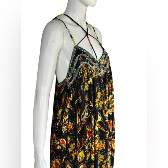 Free People Bohemian Garden Party Cotton Blend Knit Dress In Black Combo S L G#3 - Picture 8 of 16